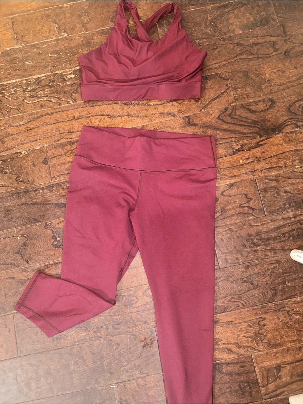 Fabletics “Merlot” High-Waist Leggings with Matching Sports Bra